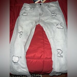 Light Gray Distressed Men's Jeans